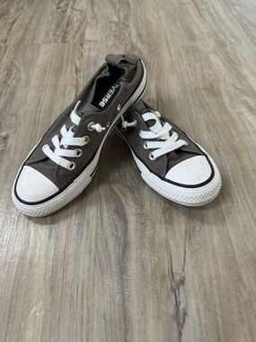 Converse Low Top Canvas Sneakers in Charcoal and White